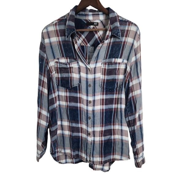 Kut from the Kloth Tops - Kut From The Kloth Long Sleeve Button Down Plaid Top Womens Size Large L